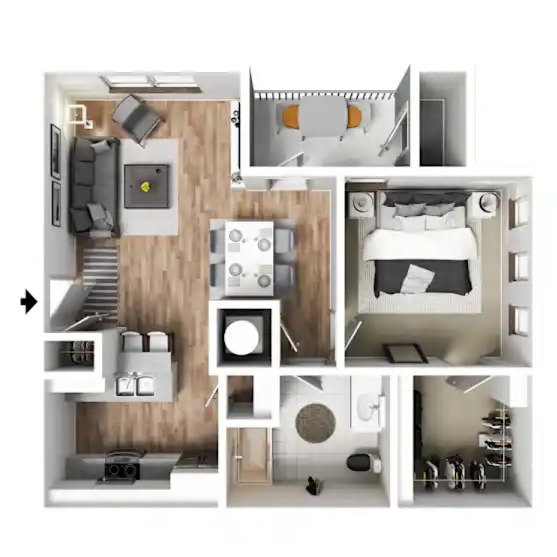 One Bedroom Floor Plan